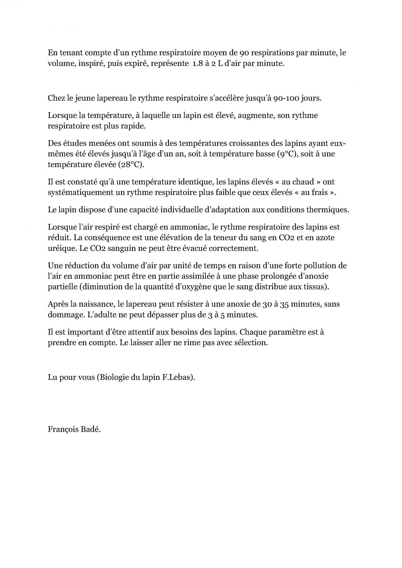 Appareil respiratoire du lapin cfelfb 2
