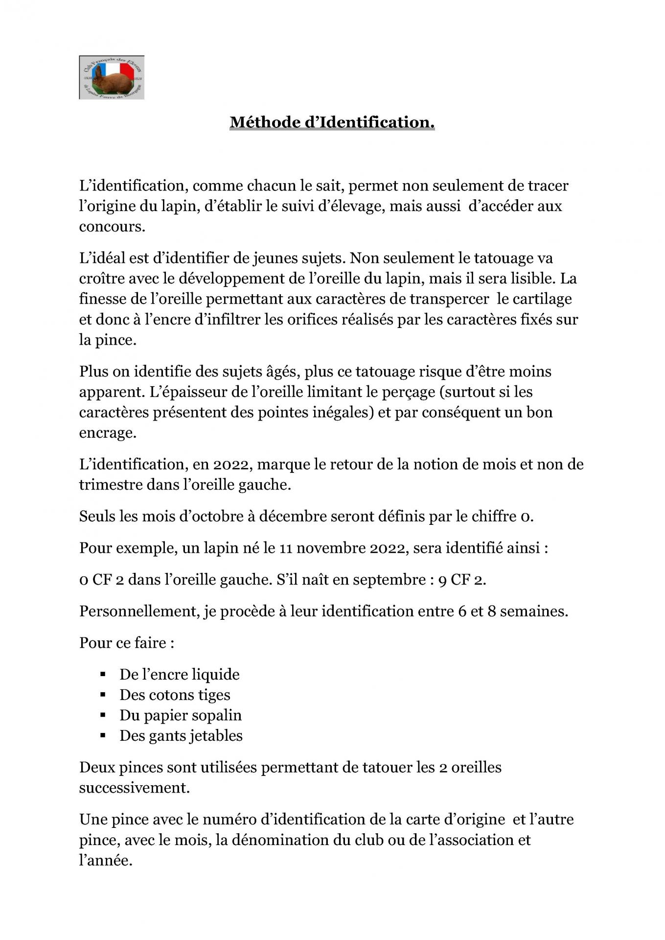 Methode d identification cfelfb 1