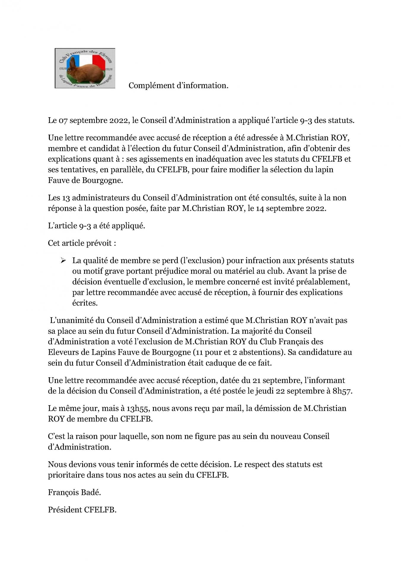 Explications pour le site exclusion de c roy