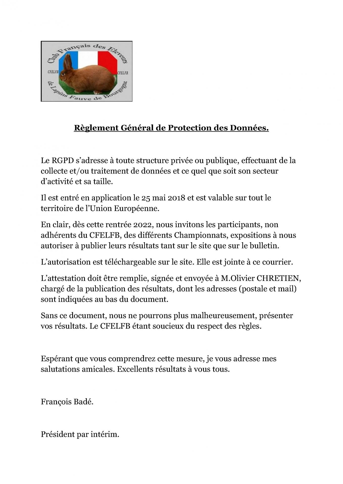 Reglement general de protection des donnees site